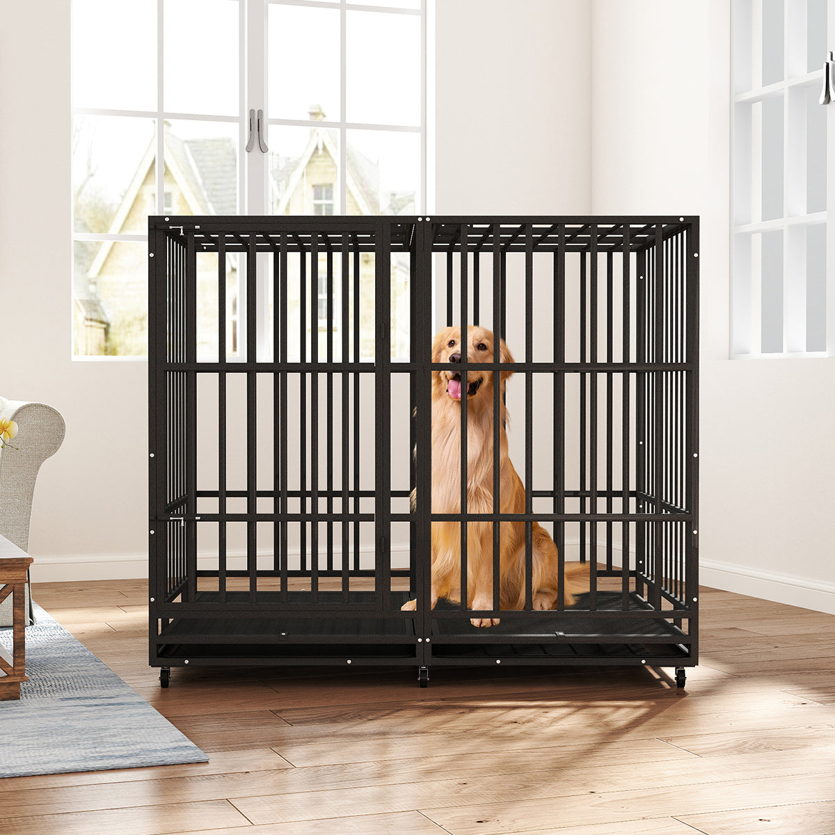 Fuzzy-Bird 53 Inches Heavy Duty Dog Cage