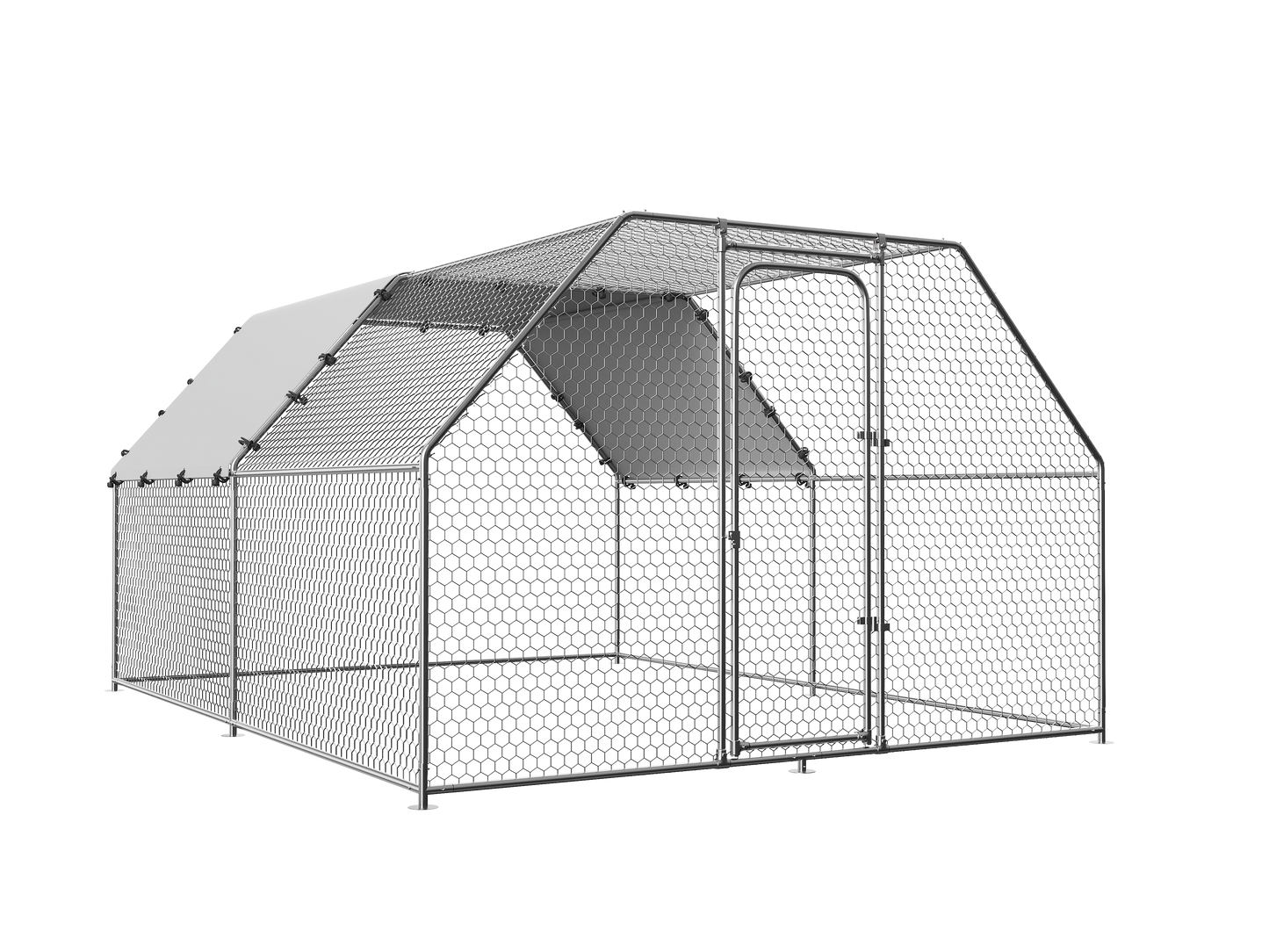 Fuzzy-Bird Chicken Coop Run Flat Top 9.8' L x 13.1' W x 6.4' H