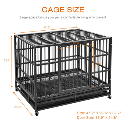 Fuzzy-Bird 48 inch Heavy Duty Indestructible Dog Crate Dog Cage Kenne lExtra Large XL XXL Dog Crate