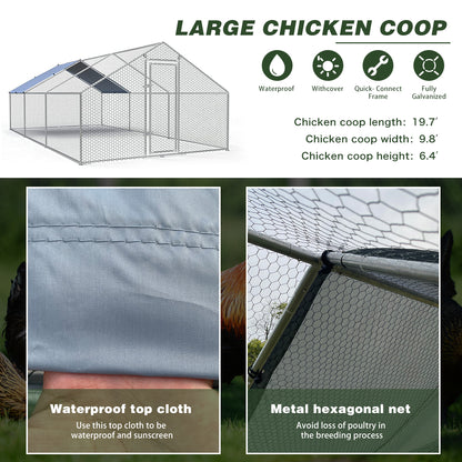 Fuzzy-Bird Chicken Coop Run Spire Top 9.8' L x 19.7' W x 6.4' H