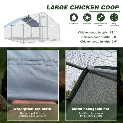 Fuzzy-Bird Chicken Coop Run Spire Top 9.8' L x 13.1' W x 6.4' H