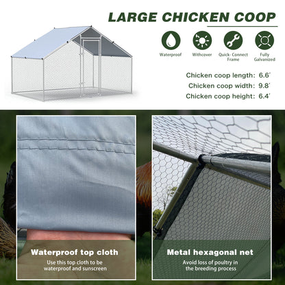 Fuzzy-Bird Chicken Coop Run Spire Top 9.8' L x 6.6' W x 6.4' H