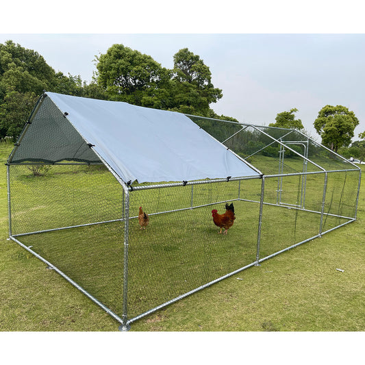 Fuzzy-Bird Chicken Coop Run Spire Top 9.8' L x 19.7' W x 6.4' H