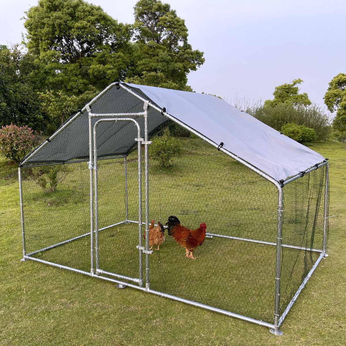 Fuzzy-Bird Chicken Coop Run Spire Top 9.8' L x 6.6' W x 6.4' H