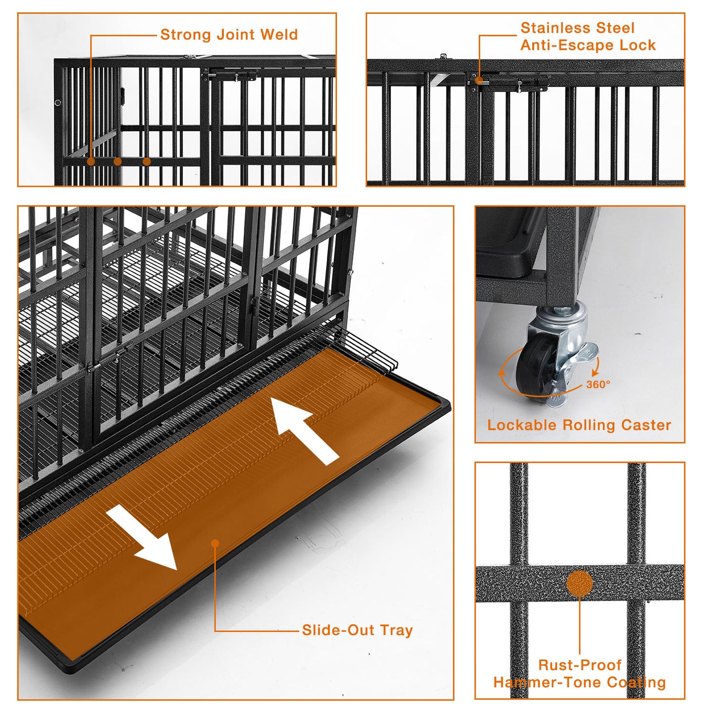 Fuzzy-Bird 48 inch Heavy Duty Indestructible Dog Crate Dog Cage Kenne lExtra Large XL XXL Dog Crate