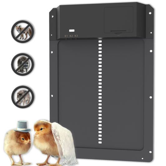 Fuzzy-Bird Automatic Chicken Coop Door Full Metal Door Battery Powered Grey